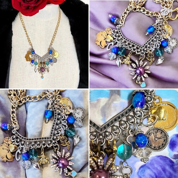 Cheshire Cat Alice in Wonderland charm necklace Vintage pieces gorgeous - Picture 10 of 17